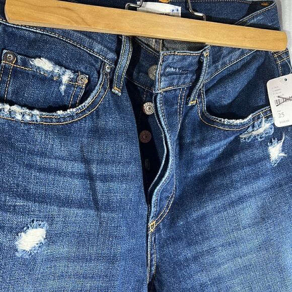 FREE PEOPLE BY BOYISH THE HIGHRISER BLUE JEANS NWT SIZE 25 - Picture 9 of 9